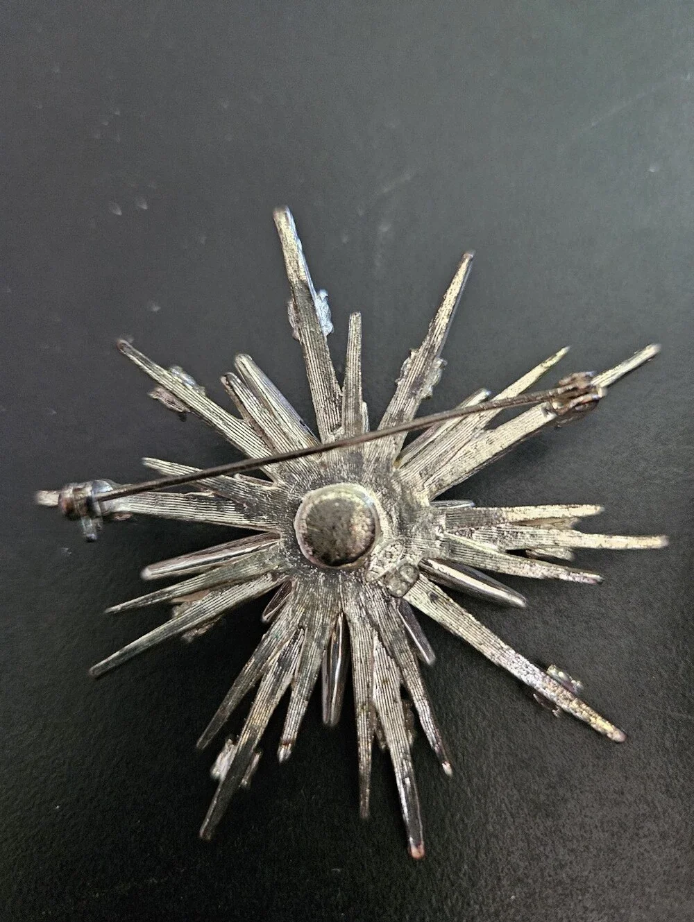 Avon Silver-tone Starburst Crystal Brooch